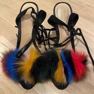 LOEFFLER RANDALL Fur Printed Sandals - Size 9.5
